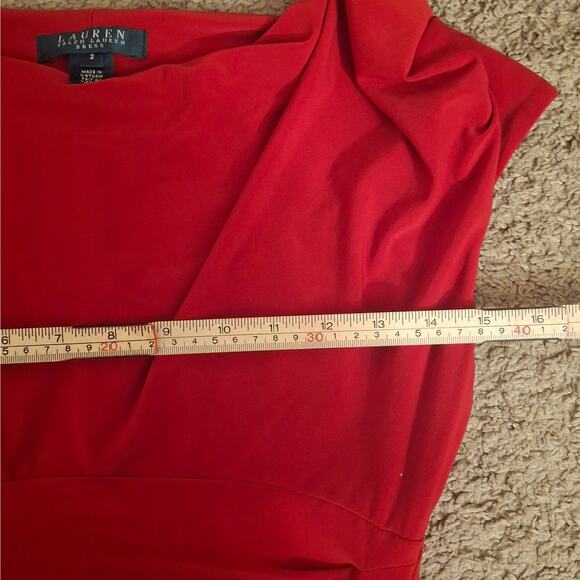 Lauren Ralph Lauren Red Cocktail Midi Dress - Size 2 - Picture 4 of 9